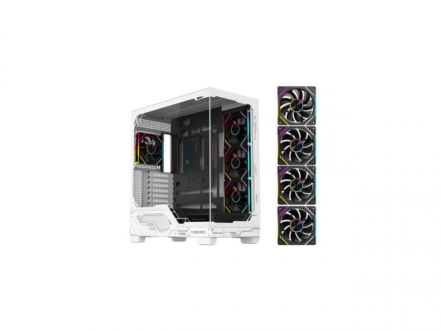 DIYPC IDX2-Ultra-ARGB Black USB3.0 / Type C ATX Mid Tower Gaming Computer Case w/ Dual Tempered Glass Panel and ARGB PWM Fans Pre-Installed