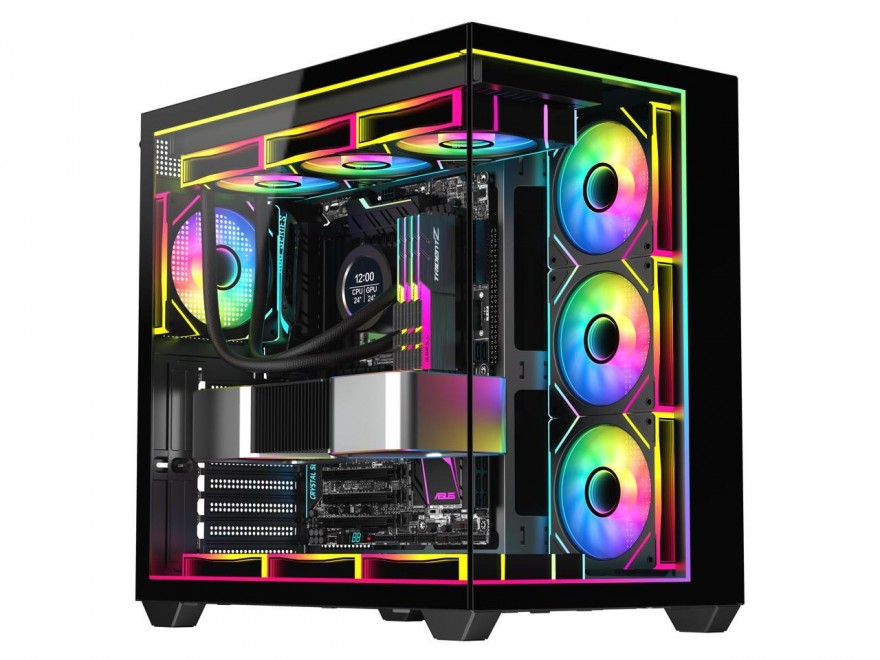 DIYPC IDX3-ATX-ARGB Black USB3.0 / Type C ATX Tower Gaming Computer Case w/ Tempered Glass and ARGB PWM Fans Pre-Installed