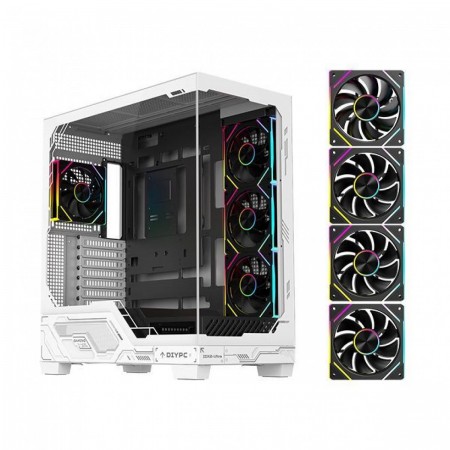DIYPC IDX2-Ultra-ARGB Black USB3.0 / Type C ATX Mid Tower Gaming Computer Case w/ Dual Tempered Glass Panel and ARGB PWM Fans Pre-Installed