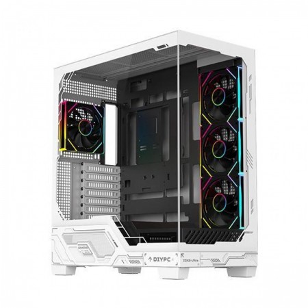 DIYPC IDX2-Ultra-ARGB Black USB3.0 / Type C ATX Mid Tower Gaming Computer Case w/ Dual Tempered Glass Panel and ARGB PWM Fans Pre-Installed