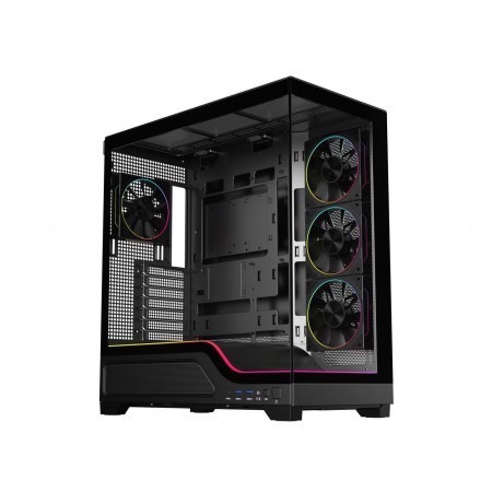 DIYPC IDX5-BK-ARGB Black USB3.0 / Type C ATX Mid Tower Gaming Computer Case w/ Dual Tempered Glass Panel and ARGB PWM Fans Pre-Installed