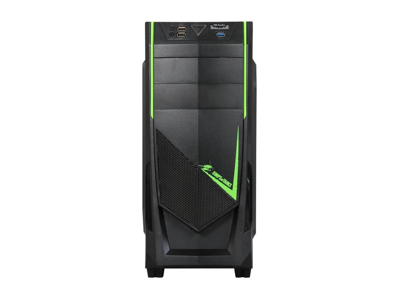 DIYPC Ranger-R8-G Black/Green USB 3.0 ATX Mid Tower Gaming Computer Case with 3 