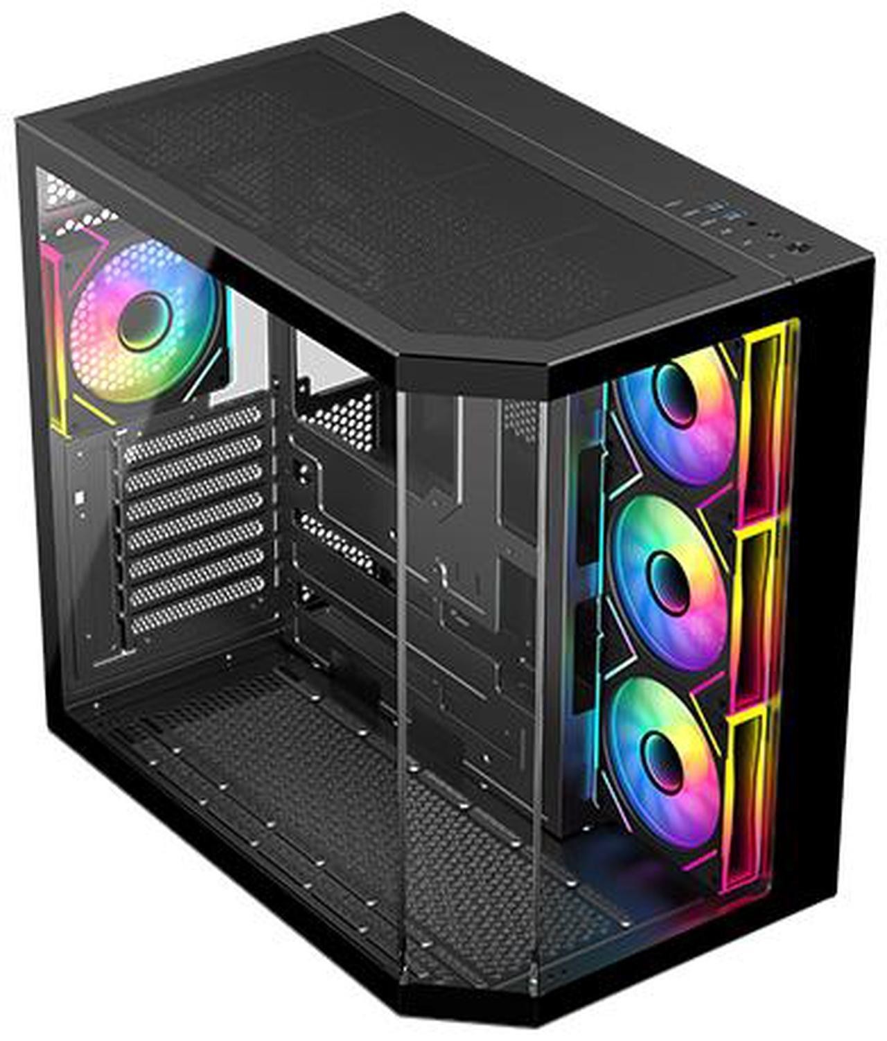 DIYPC ARGB-N3-BK Black ATX Gaming Case - Tempered Glass, USB 3.0 & Type-C