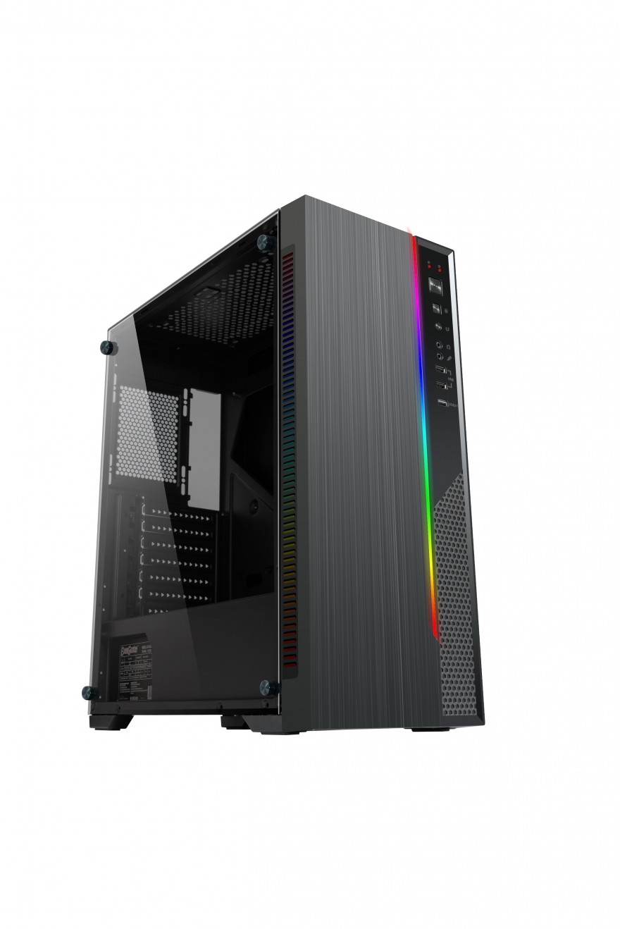 DIYPC DIY-D3-RGB Black USB3.0 Steel/ Tempered Glass ATX Mid Tower Gaming Computer Case w/Tempered Glass Panel and Addressable RGB LED Strip 