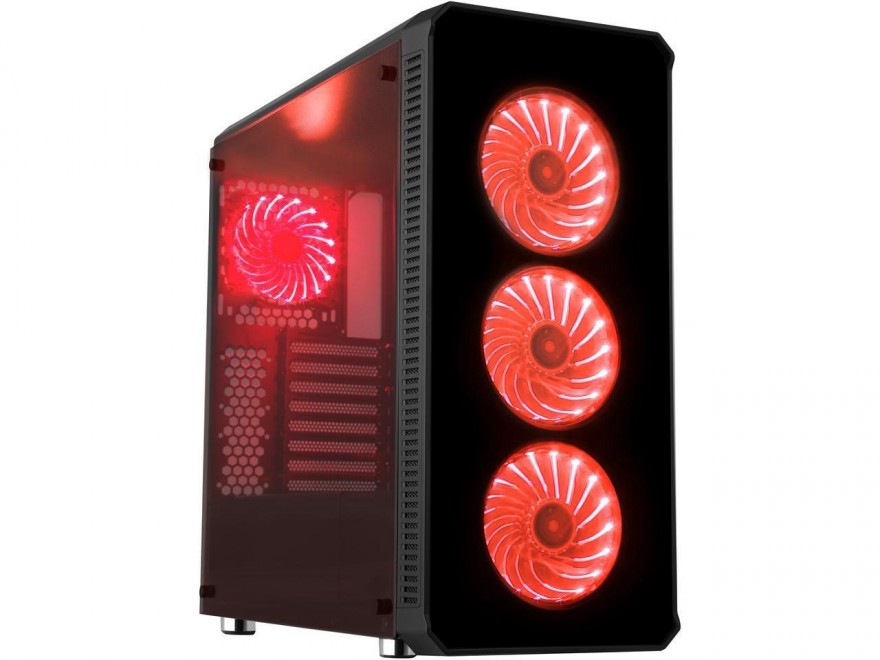 DIYPC Vanguard-RGB Black Dual USB3.0 Steel/ Tempered Glass ATX Mid Tower Gaming Computer Case w/Tempered Glass Panels (Front and Both Sides) and Pre-Installed 4 x RGB LED Fans (7 Different Color in 3 Mode Control)