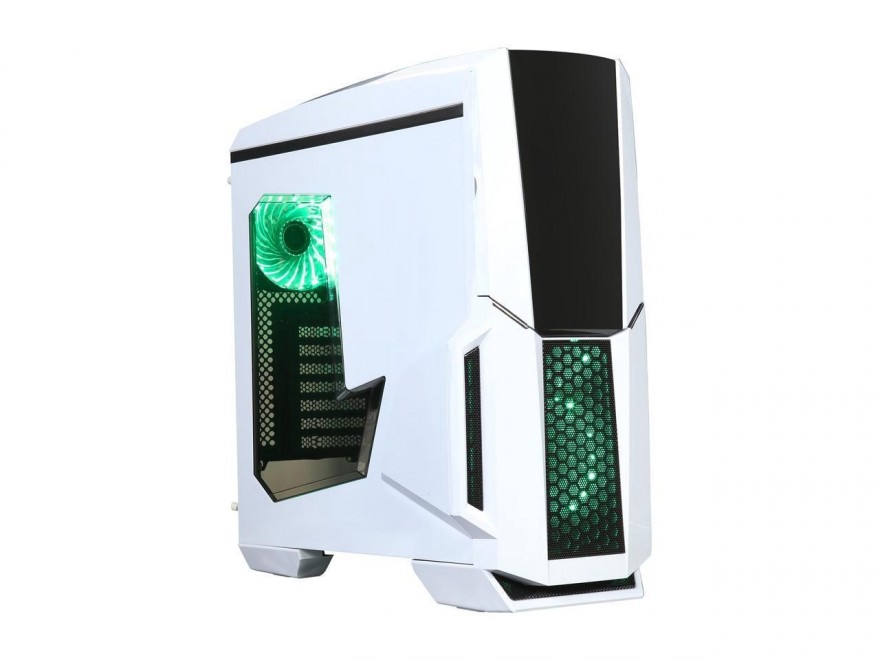 DIYPC Gamemax-W-RGB White Dual USB 3.0 ATX Full Tower Gaming Computer Case with Build-in 3 x RGB LED Fans and RGB Remote Control