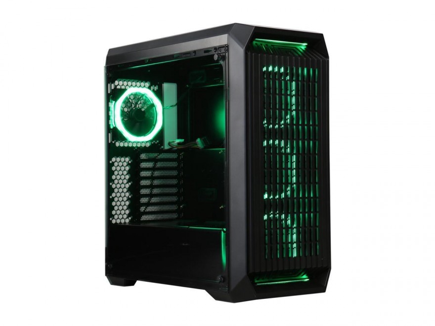 DIYPC Vanguard-V8-RGB Black Dual USB3.0 Steel/ Tempered Glass ATX Mid Tower Gaming Computer Case w/Tempered Glass Side Panel and Pre-Installed 4 x RGB LED Dual Ring Fans (7 Different Color in 3 Mode Control)
