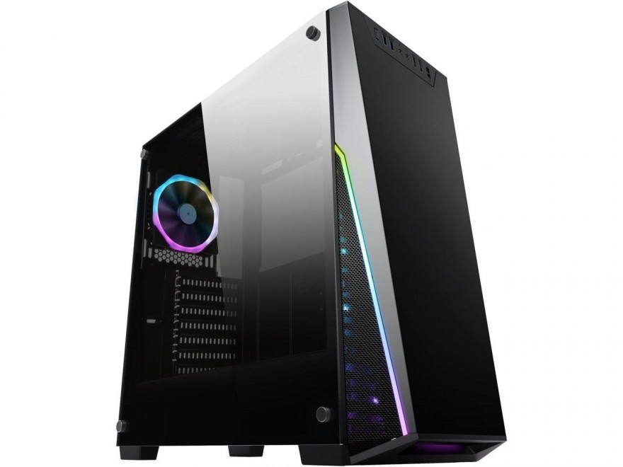 DIYPC Rainbow-Flash-R1 Black Dual USB3.0 Steel/ Tempered Glass ATX Mid Tower Gaming Computer Case w/Tempered Glass Panel and Addressable RGB LED Strip and Pre-Installed 1 x Addressable RGB LED Rainbow Fan-7 Different Color in 3 Mode Control