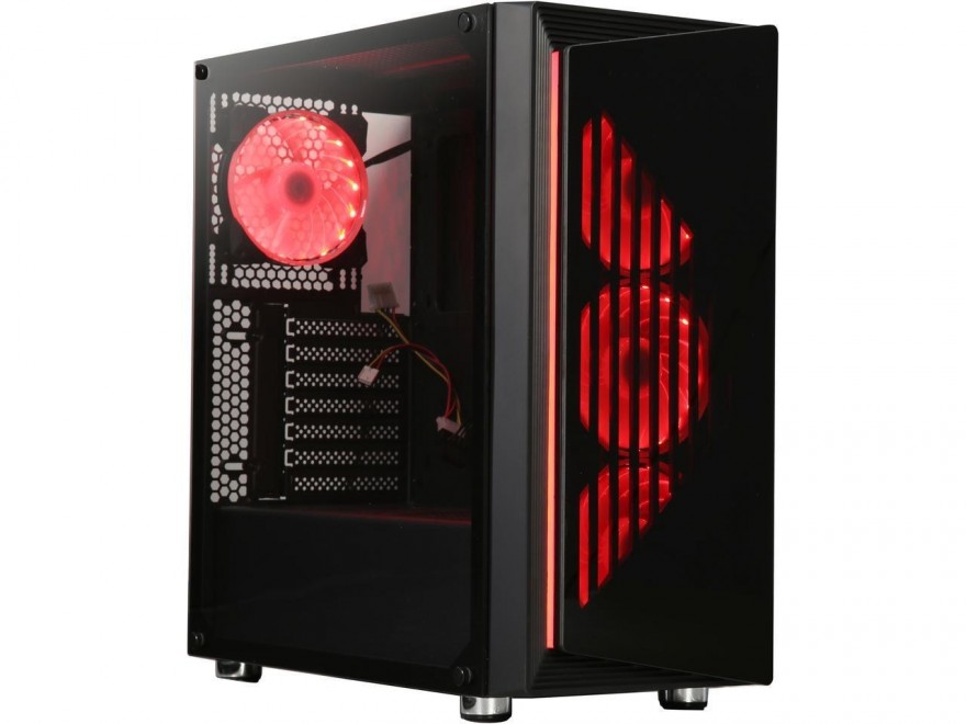 DIYPC DIY-SD1-RGB Black Dual USB3.0 ATX Mid Tower Gaming Computer Case w/Dual Tempered Glass Panels and Pre-Installed 4 x Addressable RGB LED Fans