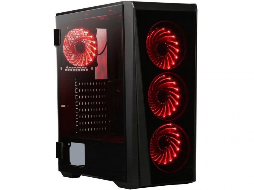 DIYPC Trio-GT-RGB Black Dual USB3.0 Steel/ Tempered Glass ATX Mid Tower Gaming Computer Case w/Tempered Glass Panel (Front and Both Sides w/Swing Door Design) and Pre-Installed 4 x RGB LED Fans