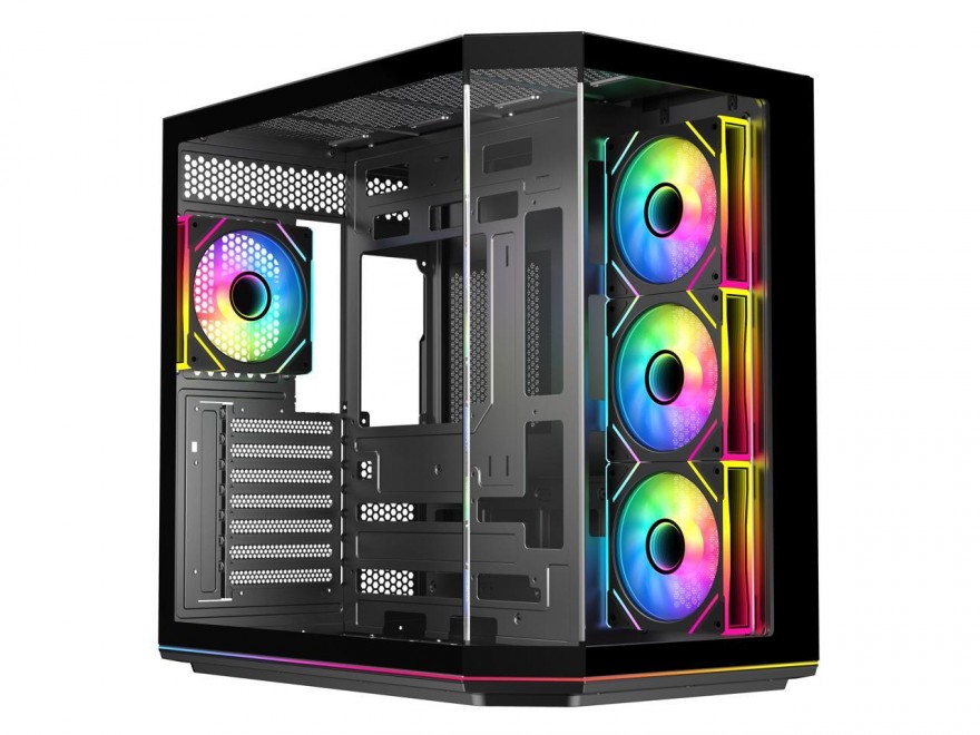 DIYPC ARGB-N3-PRO Black USB3.0 / Type C ATX Tower Gaming Computer Case w/ Tempered Glass and ARGB PWM Fans Pre-Installed