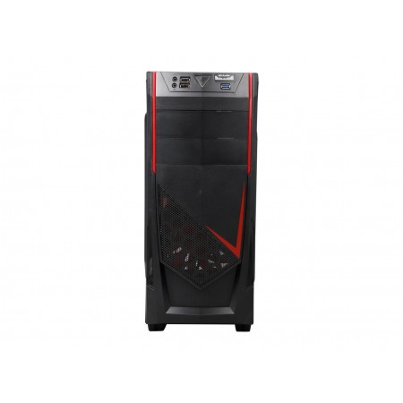 DIYPC Ranger-R4-R Black/Red USB 3.0 ATX Mid Tower Gaming Computer Case with 3 x Red Fans (1 x 120mm LED Fan x side, 1 x120mm LED Fan x front, 1 x 120mm fan x rear)