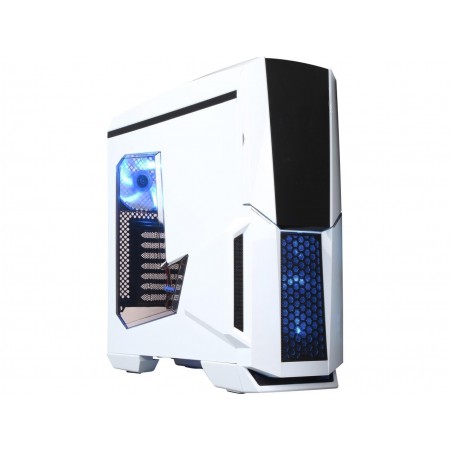 DIYPC Gamemax-W White Dual USB 3.0 ATX Full Tower Gaming Computer Case with Build-in 5 x Blue Fans (2 x 120mm LED Fan x Top, 2 x 120mm LED Fan x Front, 1 x 120mm LED Fan x Rear), Water Cooling Ready