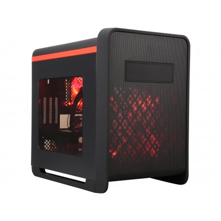 DIYPC Cuboid-R Black / Red USB 3.0 Gaming Micro-ATX Mid Tower Computer Case w/ 1 x 140mm LED Red Fan x Front, 1 x 120mm LED Red Fan x Rear