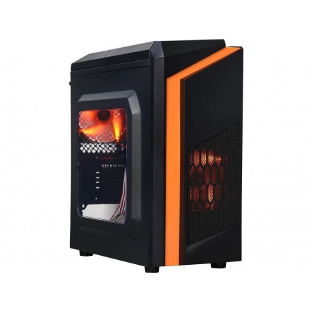 DIYPC DIY-F2-O Black/Orange USB 3.0 Micro-ATX Mini Tower Gaming Computer Case with 2 x Orange LED Fans (Pre-installed)