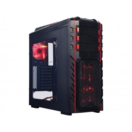 DIYPC Skyline-06-WR Black/Red Dual USB 3.0 ATX Full Tower Gaming Computer Case with 5 x 120mm Red Fans, Hot Swap Docking