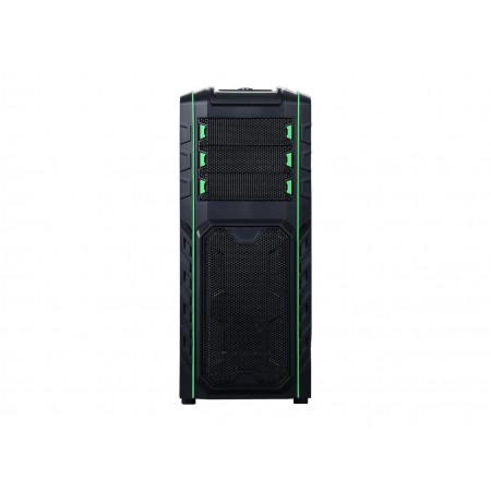 DIYPC Skyline-06-WG Black/Green Dual USB 3.0 ATX Full Tower Gaming Computer Case with 5 x 120mm Green Fans, Hot Swap Docking