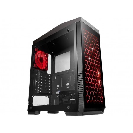 DIYPC DIY-G5-BK Black USB3.0 ATX Tempered Glass/Steel Mid Tower Gaming Computer Case w/Tempered Glass Panels (Front, Left and Right) and 7 Changeable Color RGB LED Strip, 1 x 15LED Light Fan