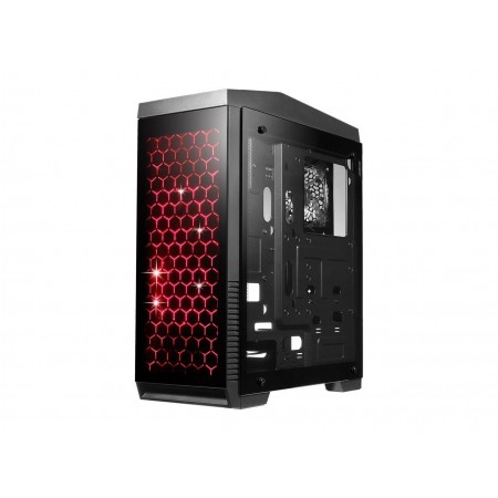 DIYPC DIY-G5-BK Black USB3.0 ATX Tempered Glass/Steel Mid Tower Gaming Computer Case w/Tempered Glass Panels (Front, Left and Right) and 7 Changeable Color RGB LED Strip, 1 x 15LED Light Fan