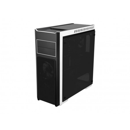 DIYPC DIY-TG8-BW Black Dual USB3.0 Steel/ Tempered Glass ATX Mid Tower Gaming Computer Case w/Tempered Glass Panels (Front, Top and Both Sides) and Pre-Installed 3 x Blue 33LED Light Fan