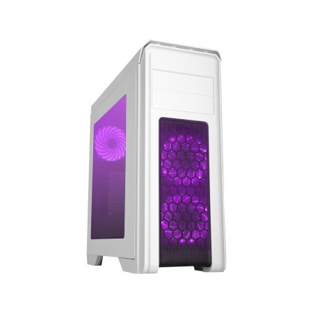 DIYPC D480-W-RGB White Dual USB 3.0 ATX Mid Tower Gaming Computer Case with Build-in 3 x RGB LED Fans (Pre-Installed) and RGB Remote Control