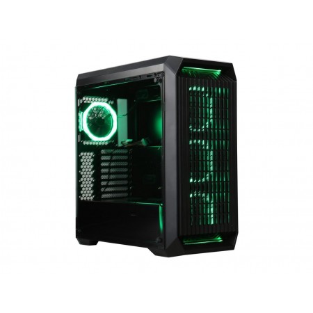 DIYPC Vanguard-V8-RGB Black Dual USB3.0 Steel/ Tempered Glass ATX Mid Tower Gaming Computer Case w/Tempered Glass Side Panel and Pre-Installed 4 x RGB LED Dual Ring Fans (7 Different Color in 3 Mode Control)