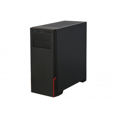 DIYPC M28-TG Black USB3.0 Steel/ Tempered Glass ATX Mid Tower Gaming Computer Case w/Tempered Glass Side Panel, 1 x Red LED Ring Fan x Rear (Pre-Installed)