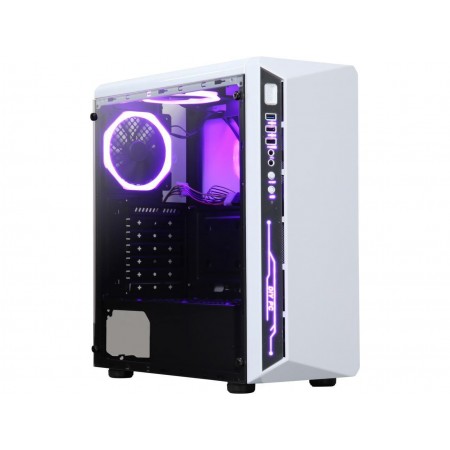 DIYPC DIY-Model X-W-RGB White Steel / Tempered Glass ATX Mid Tower Computer Case with 2 x RGB LED Ring Fans (Pre-Installed)