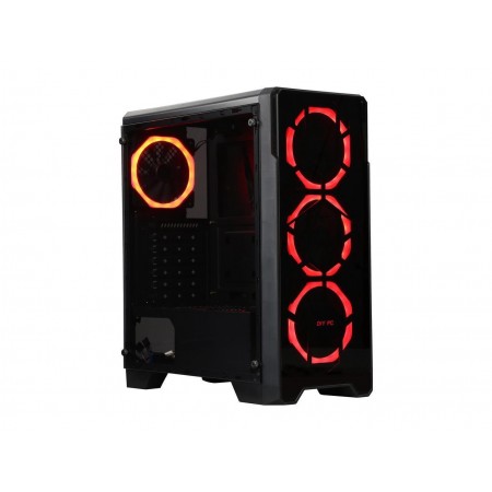 DIYPC Crystal-P3-RGB Black Dual USB3.0 Steel/ Tempered Glass ATX Mid Tower Gaming Computer Case w/Tempered Glass Panel (Front and Left Side) and Pre-Installed 4 x RGB Ring Fans (7 Different Color in 3 Mode Control)