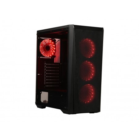 DIYPC Trio-VX-RGB Black Dual USB3.0 Steel/ Tempered Glass ATX Mid Tower Gaming Computer Case w/Tempered Glass Panel and Pre-Installed 4 x Addressable RGB LED Fans