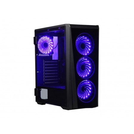 DIYPC Trio-GT-RGB Black Dual USB3.0 Steel/ Tempered Glass ATX Mid Tower Gaming Computer Case w/Tempered Glass Panel (Front and Both Sides w/Swing Door Design) and Pre-Installed 4 x RGB LED Fans