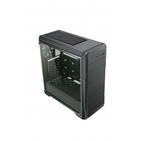 DIYPC DIY-A1-BK Black Tempered Glass USB 3.0 ATX Mid Tower Computer Case with 1 x 120mm Fan x Rear Pre-installed 