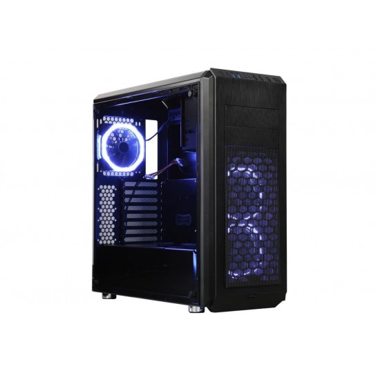 DIYPC Vanguard-V6-RGB Black Dual USB3.0 Steel/ Tempered Glass ATX Mid Tower Gaming Computer Case w/Tempered Glass Panel and Pre-Installed 3 x RGB LED Dual Ring Fans (7 Different Color in 3 Mode Control)