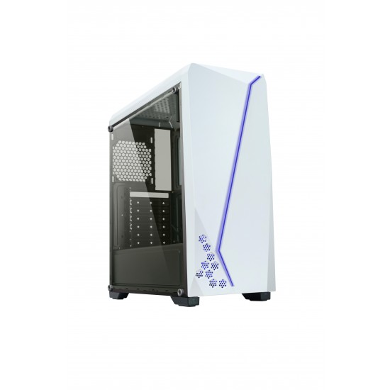 DIYPC S2-W-RGB White USB3.0 Steel/ Tempered Glass ATX Mid Tower Gaming Computer Case w/Tempered Glass Panel and Addressable RGB LED Strip